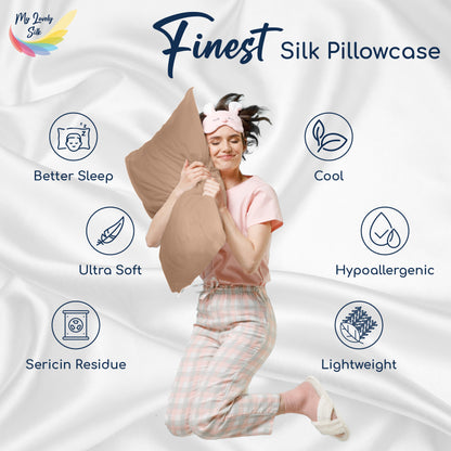 My Lovely Silk: Pure 6A Silk Pillowcase (Beige)