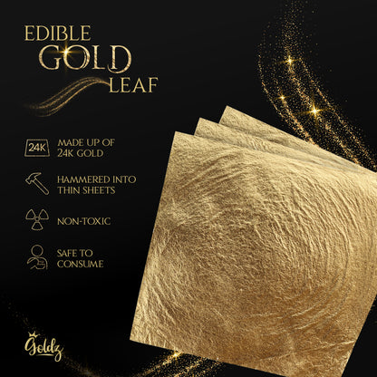 24K Genuine edible gold Leaf- big 12 sheets - big size 10cm x 10cm